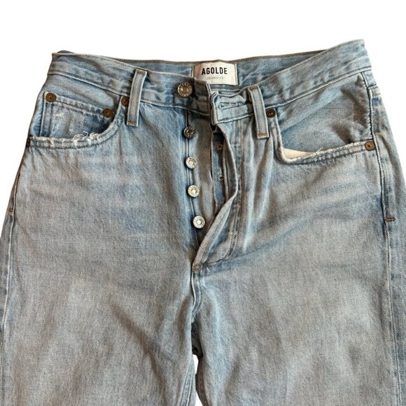Agolde Blue Relaxed Jeans with Vintage Wash Size 25 Distressing - Picture 1 of 8